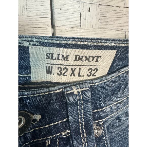 Axel men’s jeans slim boot cut light wash distressed casual denim western - Picture 4 of 16